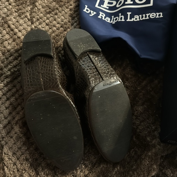 Polo by Ralph Lauren Soft Calfskin Croc Embossed Leather Ballet Flats - Picture 3 of 7